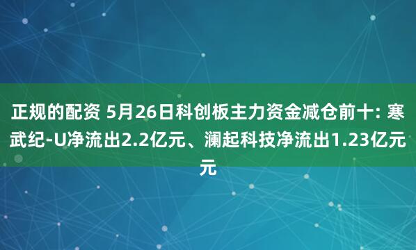 正规的配资 5月26日科创板主力资金减仓前十: 寒武纪-U净流出2.2亿元、澜起科技净流出1.23亿元